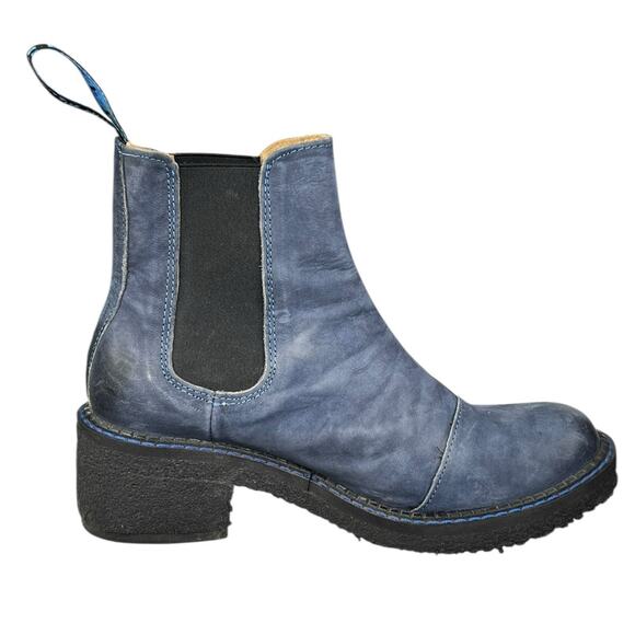 John Fluevog Women’s Slacker Nap Blue Leather Ankle Boot Size US 6.5 - Picture 4 of 11